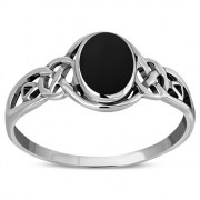 Celtic Stone Ring w Black Onyx, r464